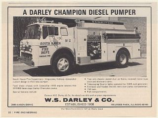  Fire Dept Valparaiso in w s Darley Champion Diesel Pumper Ad