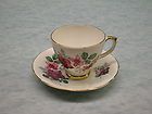 Shelley Fine Bone China Tea Cup and Saucer England Gold on White Red