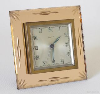 Vintage Art Deco Pink Mirror Bayard France Alarm Clock