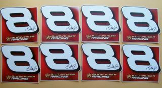 LOT of 8 DALE EARNHARDT JR NO 8 BUDWEISER STICKERS DECALS UNUSED