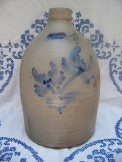 Daub 2 Gallon Jug Blue Decorated Stoneware