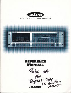 Alesis XT 20 DAT Recorder Owners Manual
