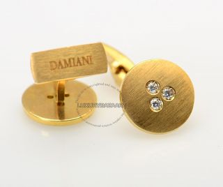 Damiani 18K Yellow Gold Diamond Disk Cufflinks