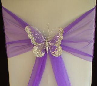 XL Butterfly Wedding Chair Sash Decoration Top Table Gold or Silver