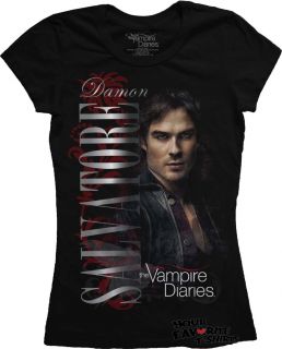 The Vampire Diaries Damon Salvatore Licensed Black Junior Shirt s XL