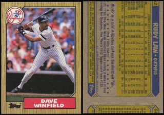 1987 topps dave winfield rudy law wrong back error card