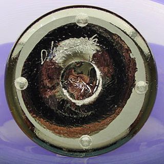 Signed DAVID GARCIA Lavender Murrini Clamshell Art Glass Bowl