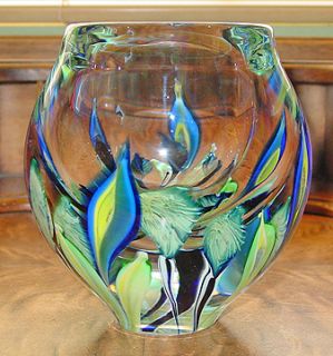 exquisite hand blown solid glass paperweight vase by artist david
