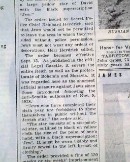 Yellow Star of David Badge Jewish Holocaust Jews Antisemitism WWII 41