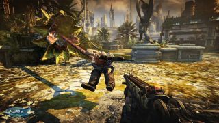 carnivorous plant taking beating you to an enemy in Bulletstorm