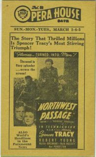  Movie Theater Schedule Card Spencer Tracy Northwest Passage