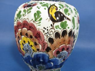 E842 Handpainted 12¼ Polychrome Covered Delft Vase 1