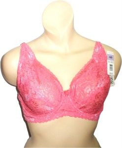 delta burke 2 ply pink floral lace underwire bra 40d