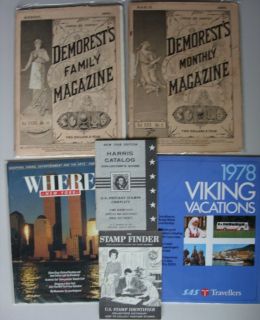  Magazines; Travel, 1960s Stamps, Antique Victorian 1889, 91 Demorests