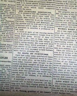 1907 Old Newspaper Monogah Mining Disaster West Virginia WV Coal Mines