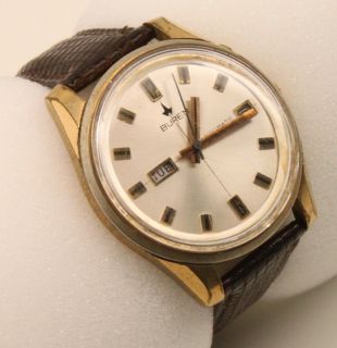 Buren 21J Automatic Day Date Calendar Mens Vintage Swiss Wrist Watch