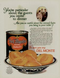 1926 Del Monte Fruits Ad Great Peaches in A Bowl Scene
