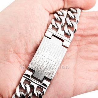 Huge Stainless Steel Bangle Bracelet Chain Men Silver Cross Bible