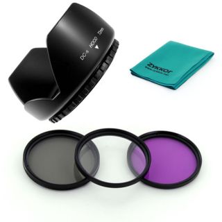 72mm Lens Hood Filter Kit UV CPL FD for Canon EOS 7D 60D 600D T3i w 18