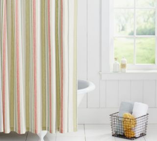 the candy colored stripes on our darien shower curtain have a relaxed