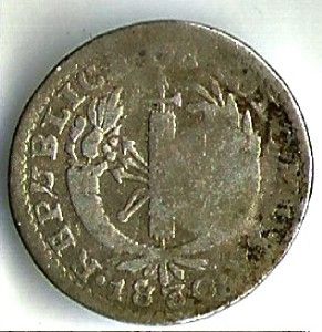 1830 Republica de Colombia Real Silver Counter Mark R