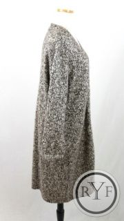 New DEANE & WHITE Brown WOOL BLEND Chunky Knit ZIP UP Long CARDIGAN