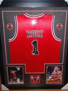 Derrick Rose Signed Framed Chicago Bulls Jersey PSA