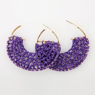 925 Silver Earrings Purple Knitted String Karin Dery