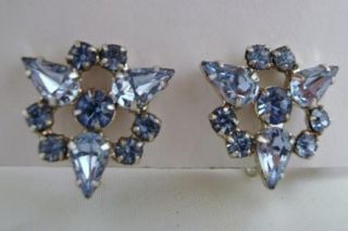  pair of blue colored rhinestone earrings made by and marked B David
