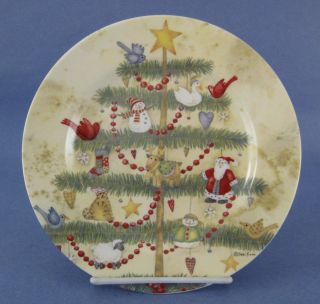 Holiday Home Salad Plate Debi Hron Christmas Tree Birds Santa Snowman