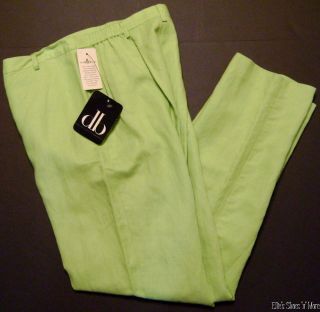 NEW David Brooks Lime Green Linen Pants Size 4 Petite Trousers Slacks
