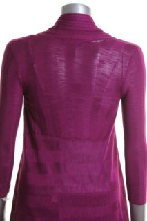 Designer Purple Ribbed Asymmetric Long Sleeve Open Front Cardigan Top