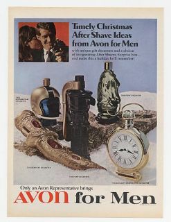 1968 Avon for Men Scimitar Pump Pony Clock Decanters Ad