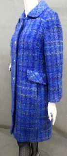 Fab Vtg Mod 50s 60s Nubby Wool Plaid Womens Winter Fashionable Coat