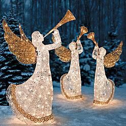 Outdoor Holiday Lighted Animated Christmas Trumpeting Angel Yard Art