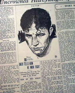 Jewish Boxer Max Baer Wins German Max Schmeling Heavyweight BOXING1933