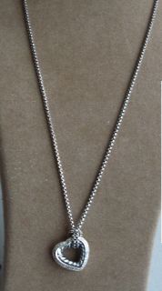  david yurman medium pave heart necklace sterling