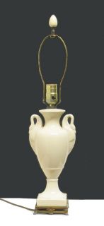 Vintage Lennox Art Deco Cream Twin Swan Porcelain Table Lamp Works