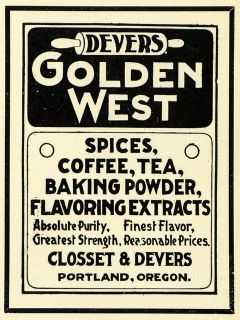 1903 Ad Devers Golden West Glosset Spice Coffee Food Original