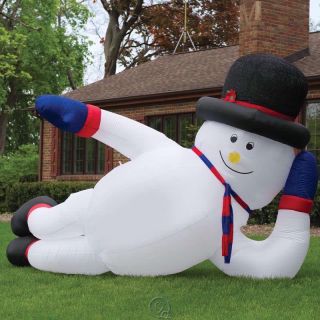12 Foot Inflatable Sprawling Snowman Lighted Lawn Display Christmas