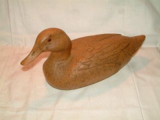 Vintage Duck Decoy 10 Long With Glass Eyes