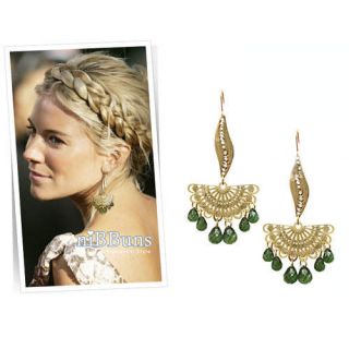 Fashion Gracious Fan Shape Green Dewdrop Earrings Earring
