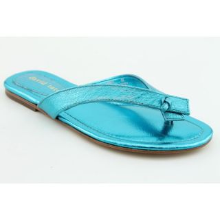 David Tate Candy Womens Size 5 Blue Wide Leather Flip Flops Sandals