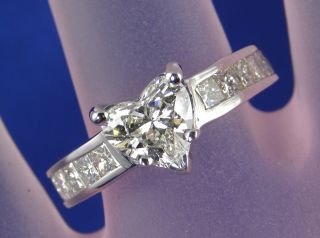  Ring EGL Certified 1.02 CT Heart Shaped Diamond Center H SI2