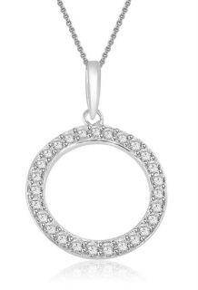 Circle Pendant Necklace Natural 0 45ctw Round Cut Diamond Jewelry 14k