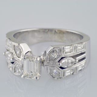 Diamond Engagement Ring with 1 97 Carat Emerald Cut in 14k White Gold