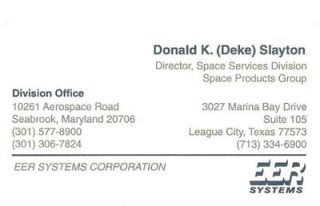 Deke Slayton Personal Business Card NASA Astronaut Mercury ASTP Apollo