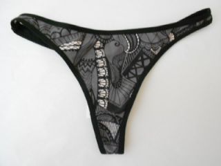 New Marlies Dekkers Zentangle 51 Thong Back Lace Up Detail Large