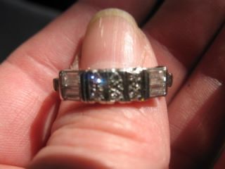 Superb Vintage Art Deco Keepsake Platinum Diamond Band Ring