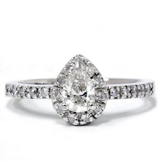 Real Stunning 50ct Fancy Pear Shape Diamond Ring 14k White Gold